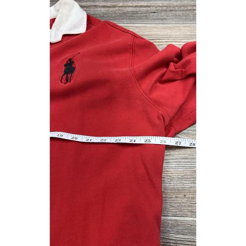 Y2K Polo by Ralph‎ Lauren Red Rugby Shirt Mens XL Old Money Big Pony Chest Logo